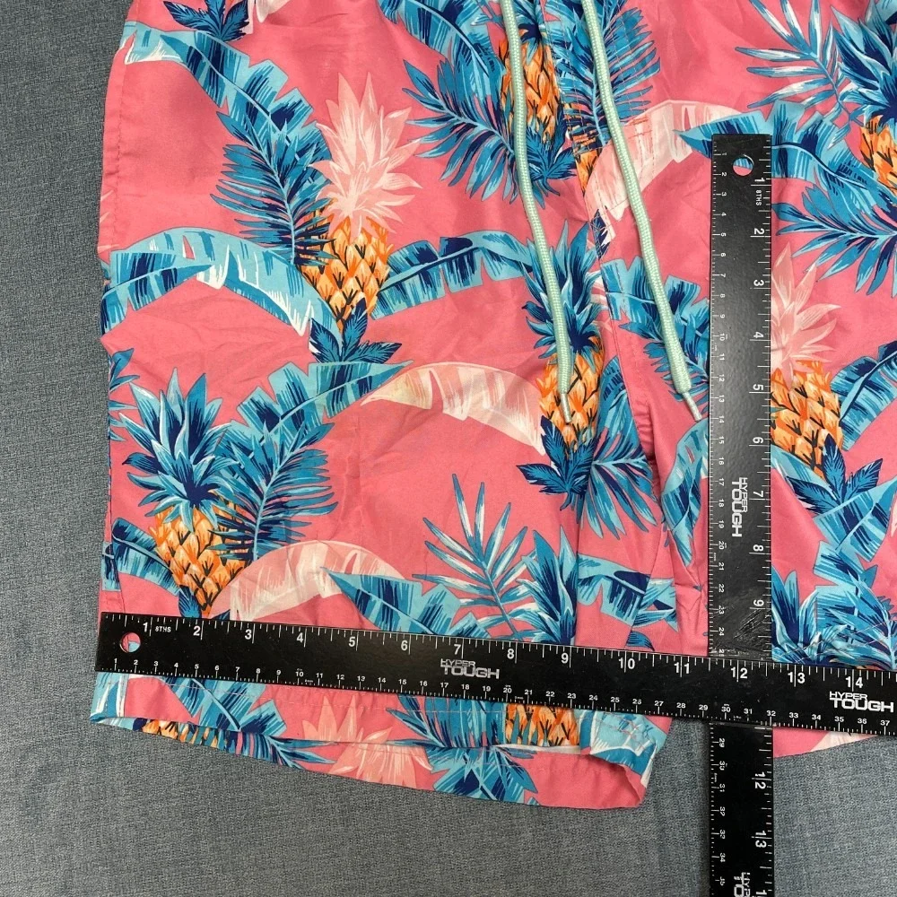 Club Room Board Shorts Mens Small Coral Pink Pineapple Palm Leaf Swimwear Beach
